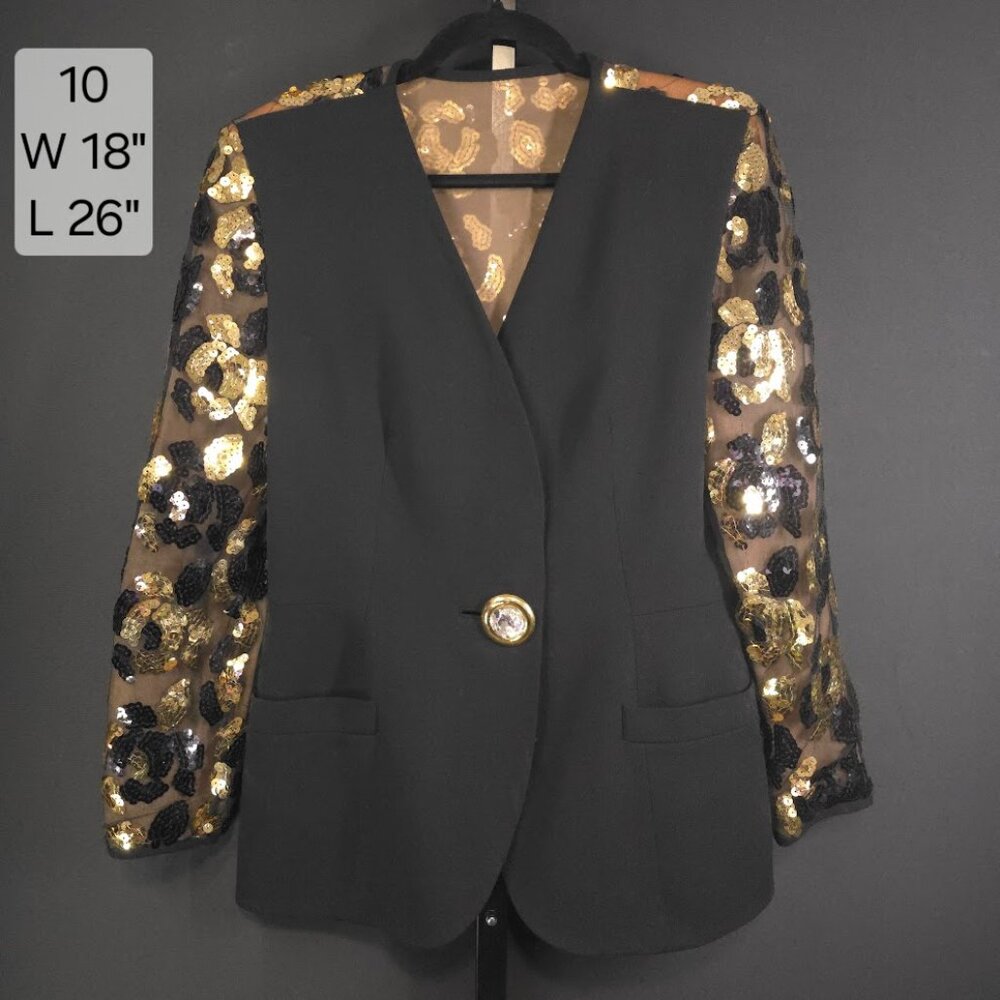 Black Blazer with Gold & Black Sequin Sleeves
